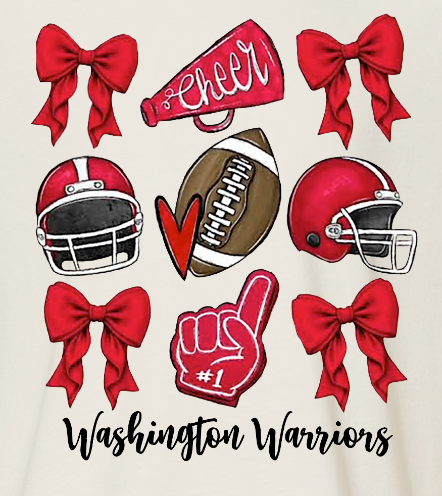 Washington Jr Cheer "Bows" Design Crewneck Sweatshirt (nat)