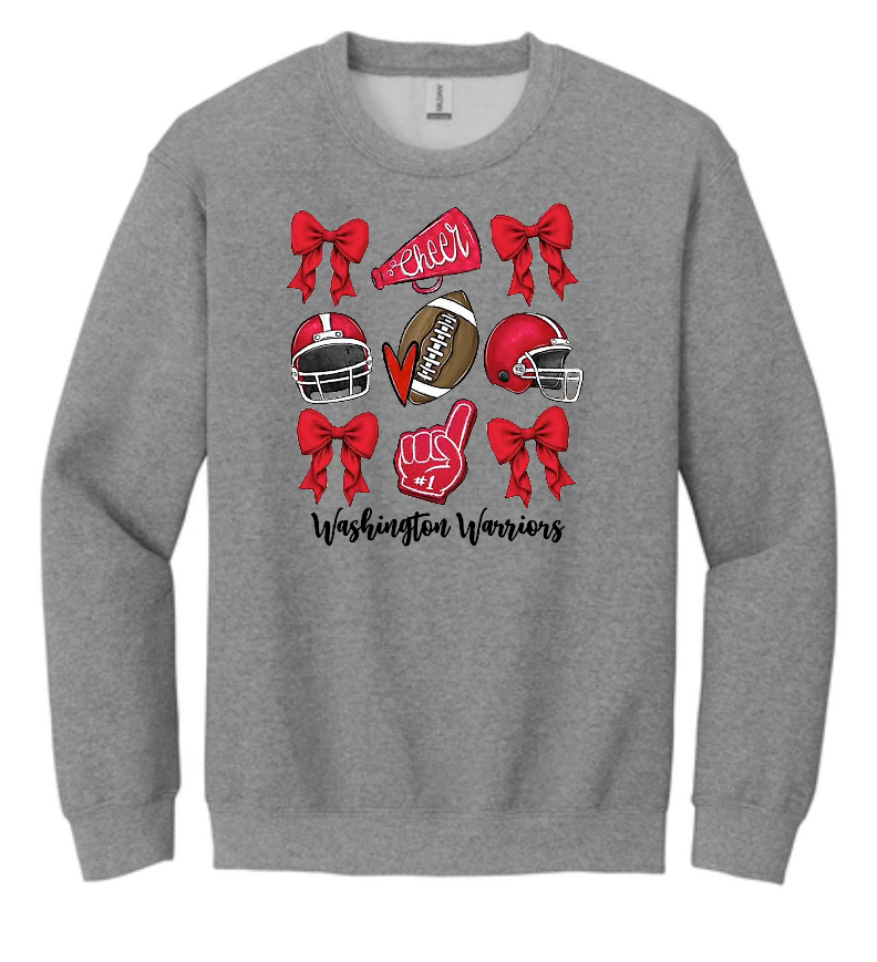 Washington Jr Cheer "Bows" Design Crewneck Sweatshirt (drk htr)