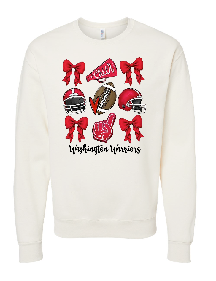 Washington Jr Cheer "Bows" Design Crewneck Sweatshirt (nat)