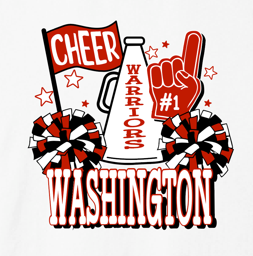 Washington Jr Cheer "Megaphone" Design BellaCanvas S/S T-shirt (white)