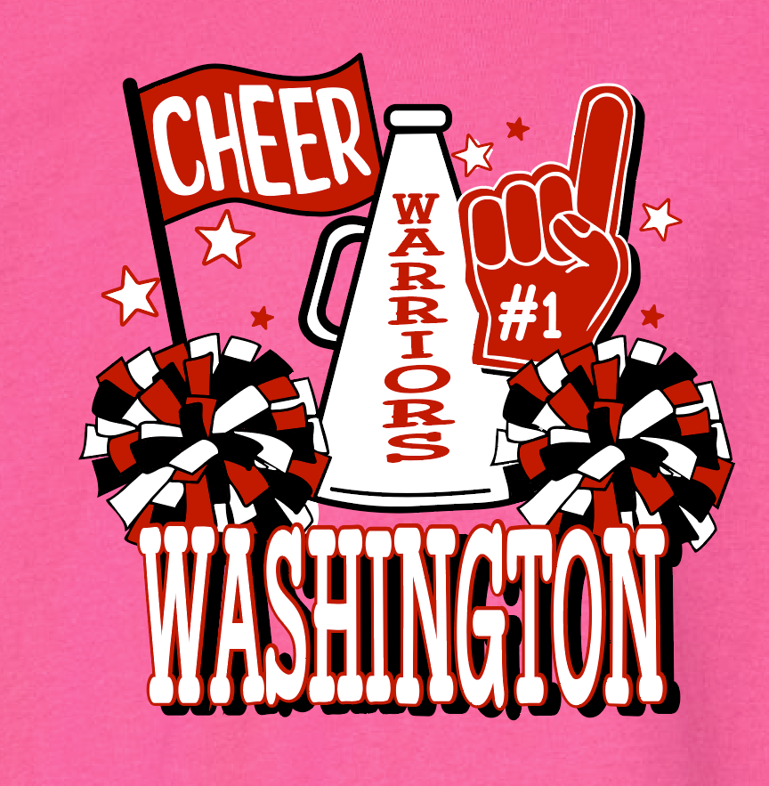 Washington Jr Cheer "Megaphone" Design Comfort Colors S/S T-shirt (pink)