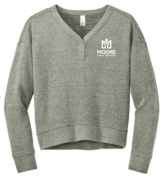 Moore Public Schools "Logo" Women's Tri-blend Fleece V-neck (grey frost)