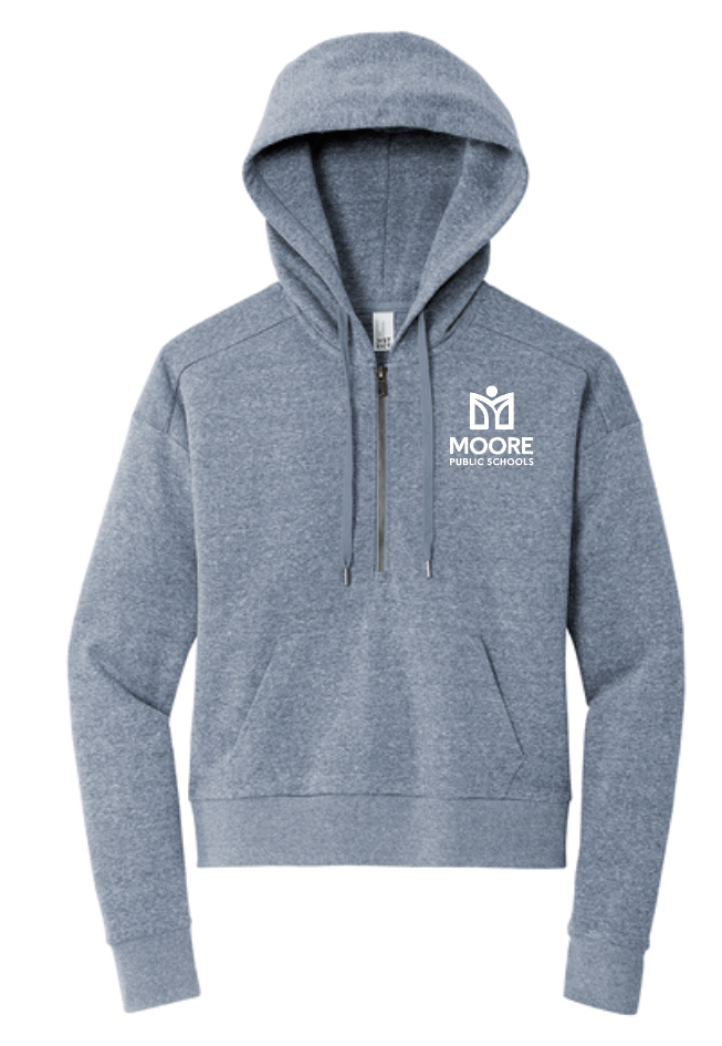 Moore Public Schools "Logo" Women's Tri-blend Fleece 1/2-Zip (navy frost)