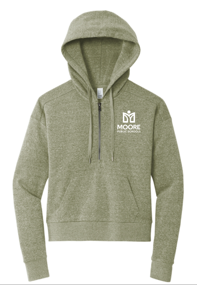 Moore Public Schools "Logo" Women's Tri-blend Fleece 1/2-Zip (mil green)