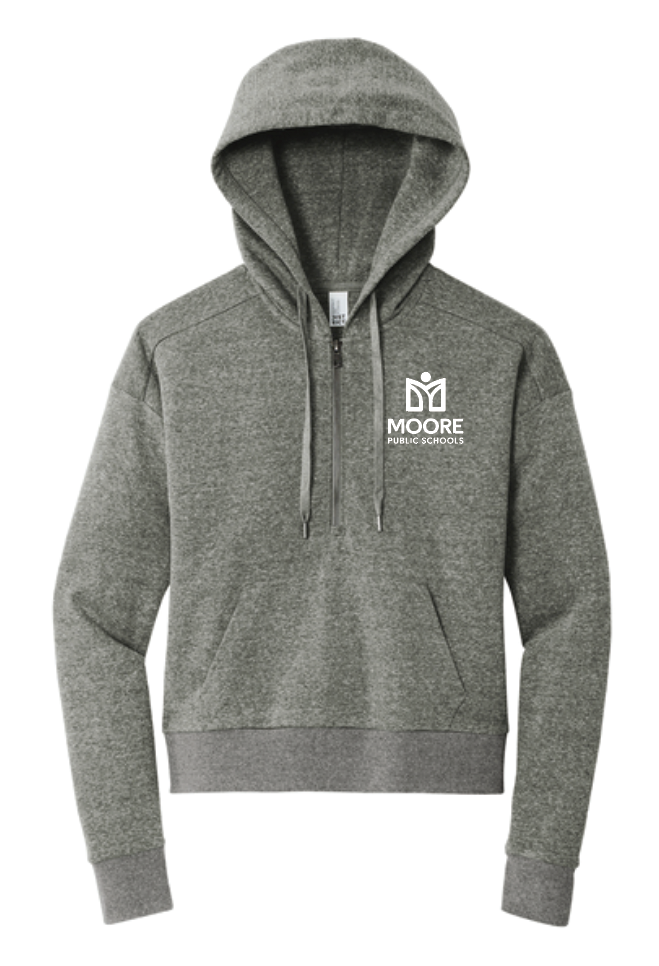 Moore Public Schools "Logo" Women's Tri-blend Fleece 1/2-Zip (charcoal)