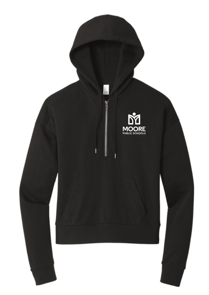 Moore Public Schools "Logo" Women's Tri-blend Fleece 1/2-Zip (black)