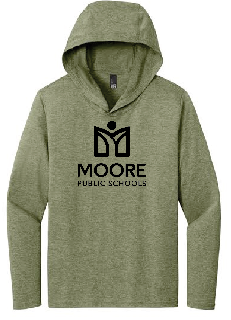 Moore Public Schools "Logo" Tri-blend L/S Hooded Tee (Military green frost)
