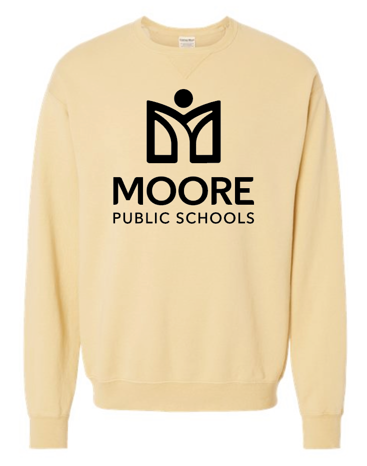 Moore Public Schools "Logo" Comfort Washed Crewneck Sweatshirt (yellow)