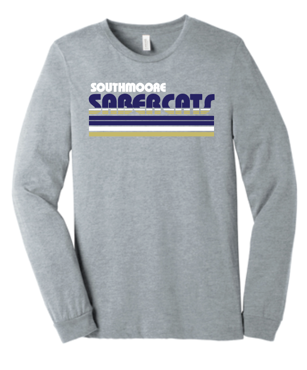 Southmoore PTSA "Retro Stripe" Design L/S T-shirt (heather)