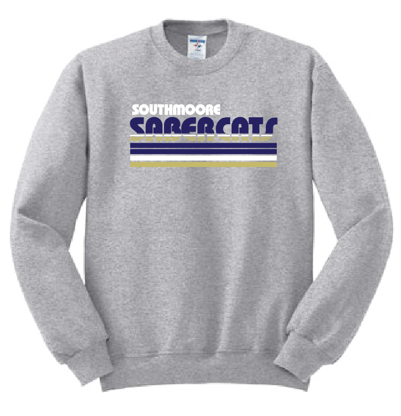 Southmoore PTSA "Retro Stripe" Design Crewneck Sweatshirt (heather)