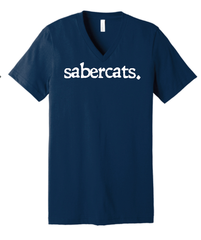 Southmoore PTSA "Typewriter" Design S/S V-neck T-shirt (navy)