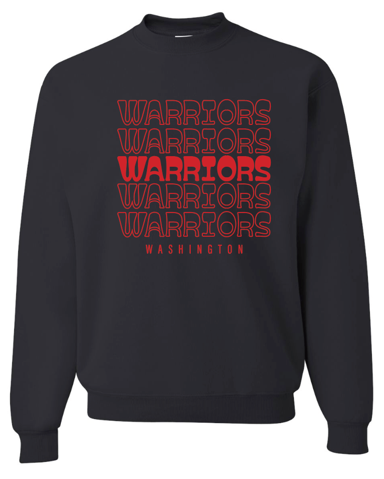 Washington (OK) Elementary "Warriors Stack" Design Comfort Washed Sweatshirt (black)