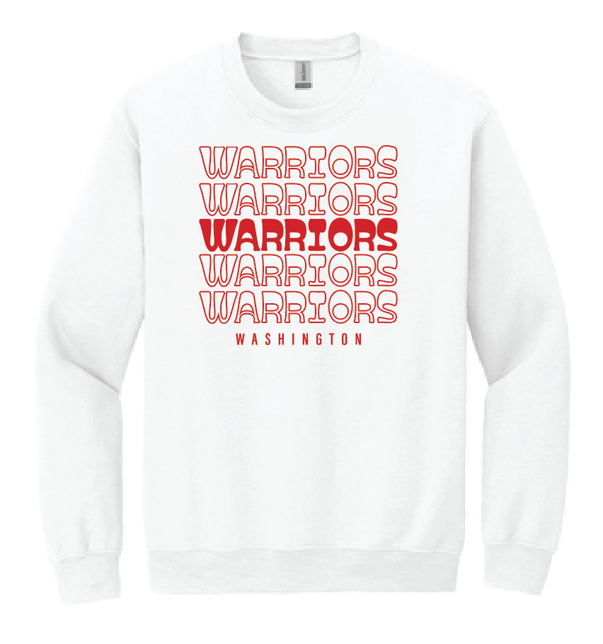 Washington (OK) Elementary "Warriors Stack" Design Crewneck Sweatshirt (white)