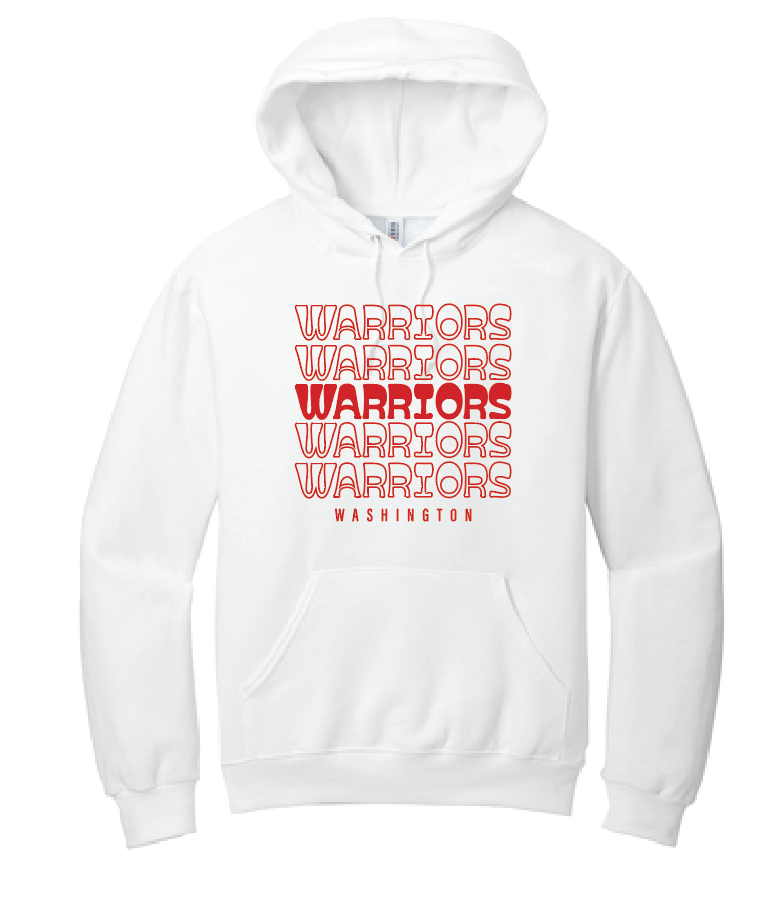 Washington (OK) Elementary "Warriors Stack" Design Hooded Sweatshirt (white)