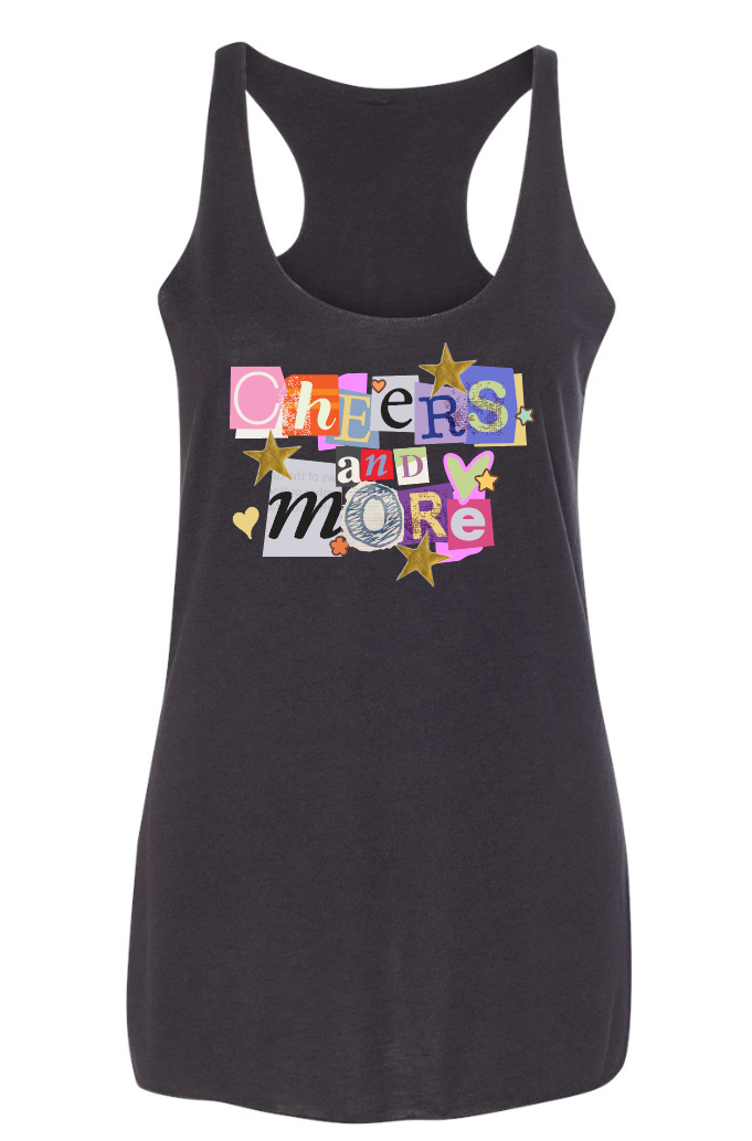 Cheers and More "Funky Letters" Design Women's Racerback Tank