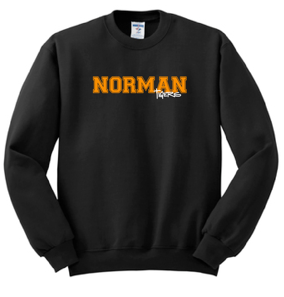 NHS Baseball "Simple Straight" Design Crewneck Sweatshirt (black)