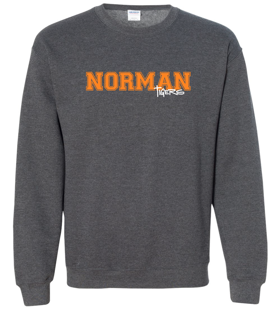 NHS Baseball "Simple Straight" Design Crewneck Sweatshirt (drk heather)