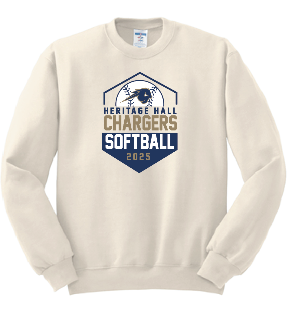 Heritage Hall Softball Jerzees Crewneck Sweatshirt (with roster)