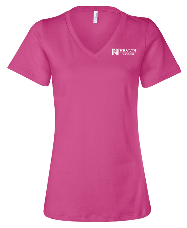 NPS Health Services "Logo" Design Women's V-neck T-shirt (p) (berry)