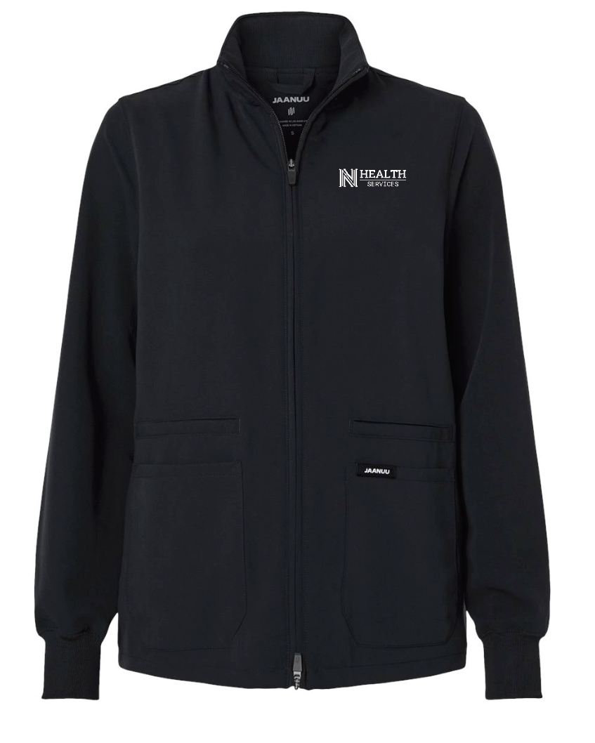 NPS Health Services "Logo" Design Women's Full-Zip Scrub Jacket (black)