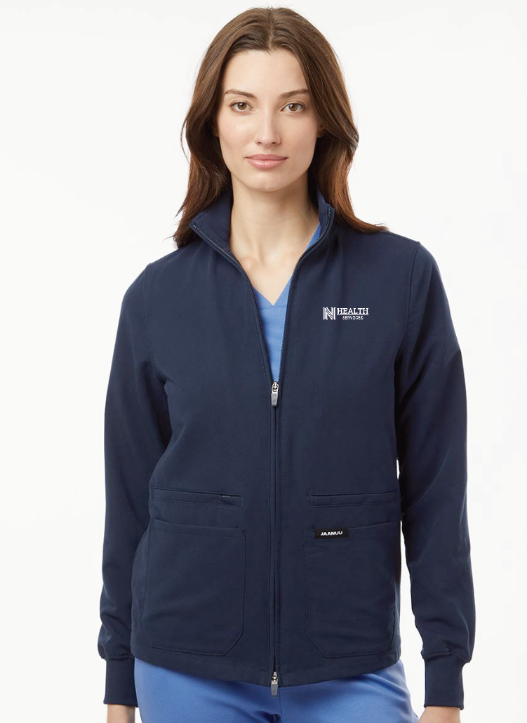 NPS Health Services "Logo" Design Women's Full-Zip Scrub Jacket (navy)