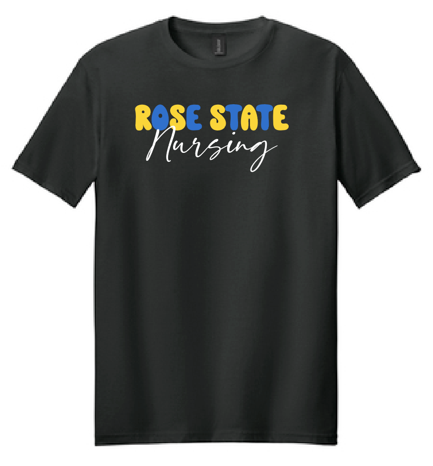 Rose State Nursing "Bubble Type" Design S/S T-shirt (black)