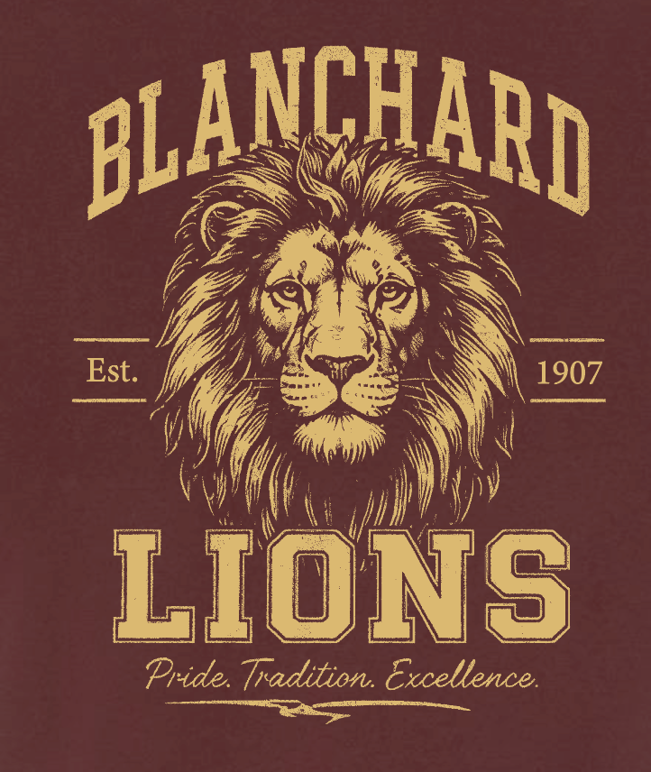 Blanchard PTO "Vintage Lion" Design Gildan Hooded Sweatshirt