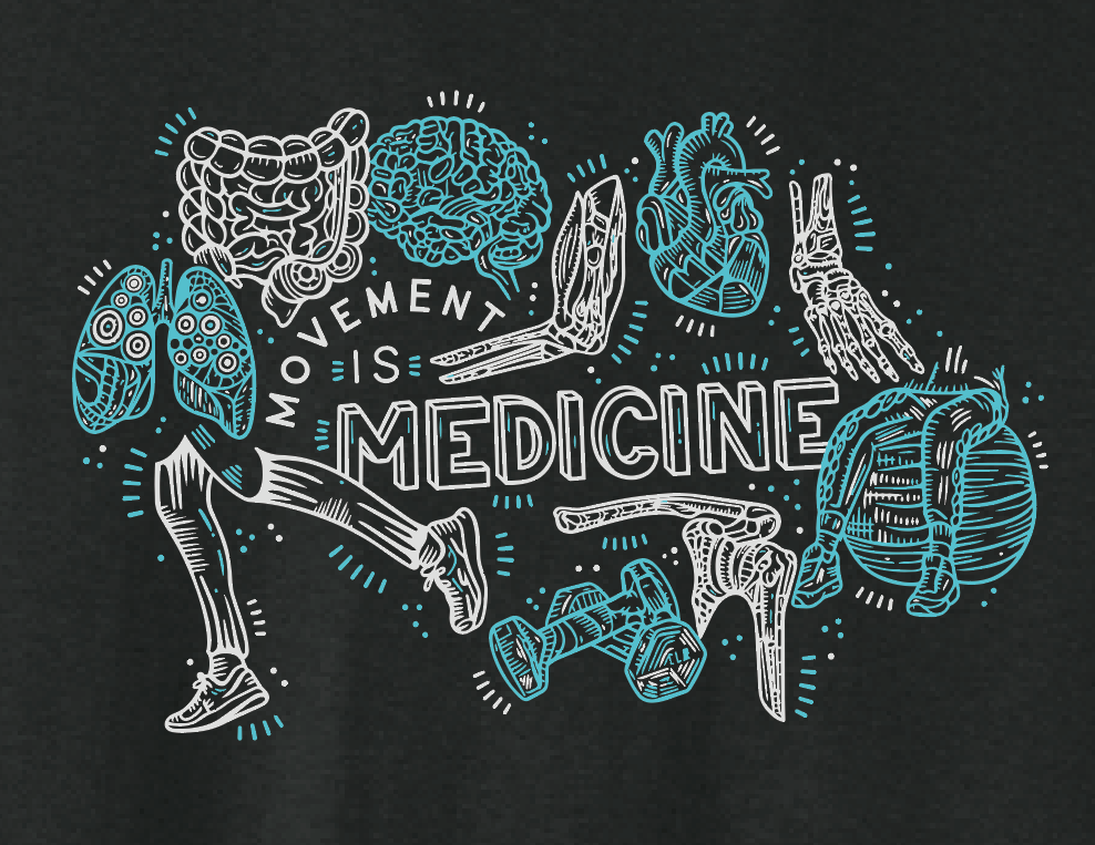 NRH Outpatient Physical Rehab "Movement is Medicine" Design S/S T-shirt (black)