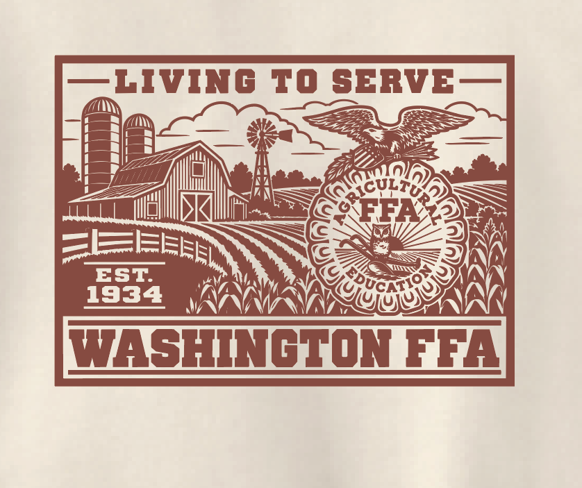 Washington FFA "Living to Serve" Design Jerzees Crewneck Sweatshirt (cream)