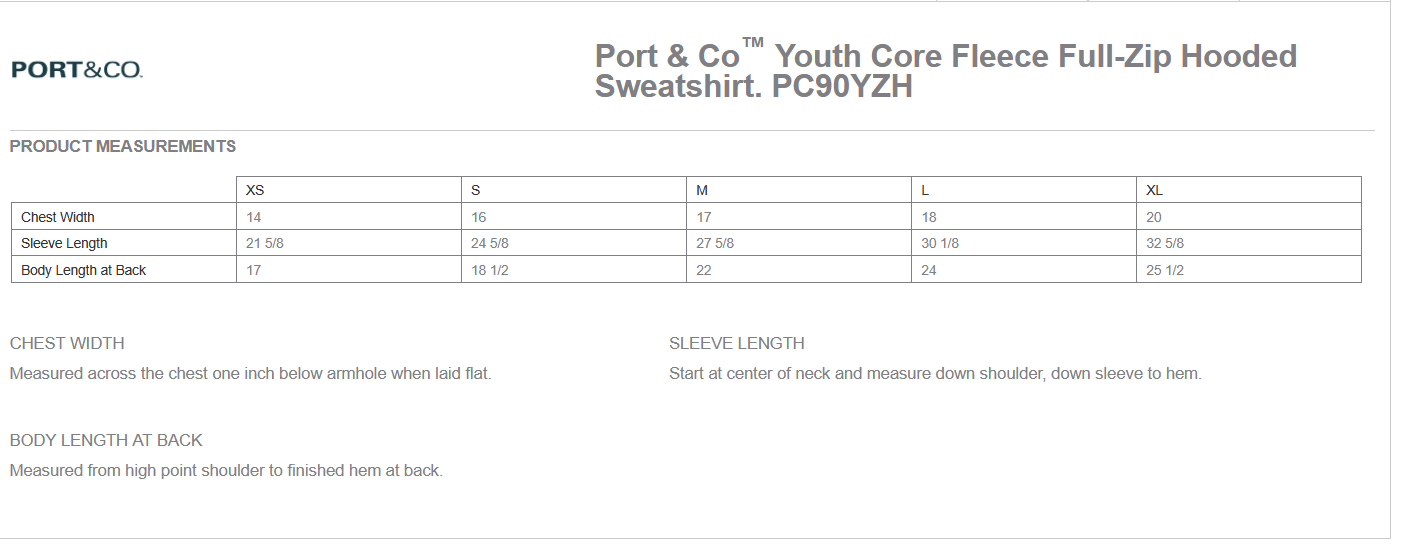 Coach Port & Co Zip Hooded Sweatshirt (drk heather)(youth)