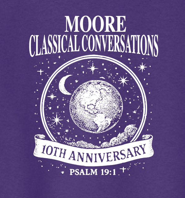 Moore Classical Conversations "10th Anniversary" Design S/S T-shirt (purple)