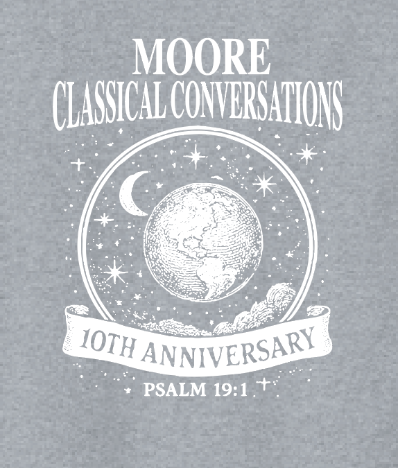 Moore Classical Conversations "10th Anniversary" Design S/S T-shirt (heather)