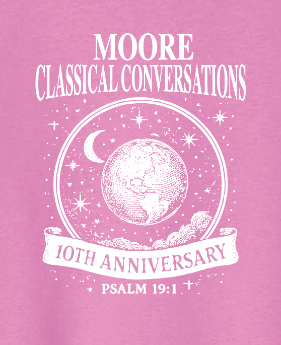 Moore Classical Conversations "10th Anniversary" Design S/S T-shirt (pink)