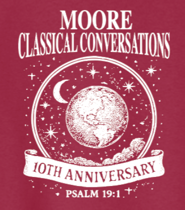 Moore Classical Conversations "10th Anniversary" Design S/S T-shirt (cardinal)