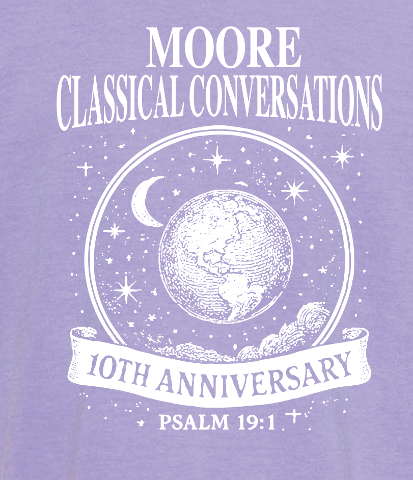 Moore Classical Conversations "10th Anniversary" Design Comfort Colors S/S T-shirt (violet)