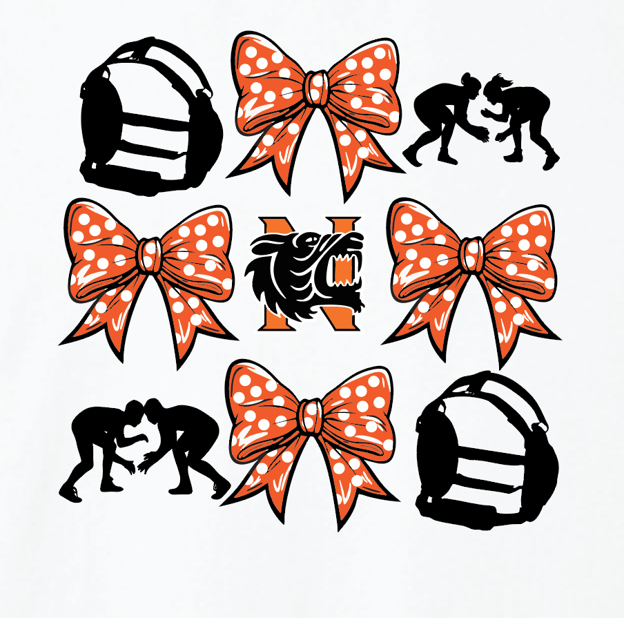 NHS Wrestling "Bows" Design Hooded Sweatshirt