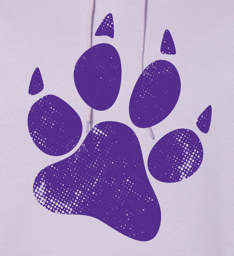 Alcott "Distressed Paw" Design Hooded Sweatshirt (orchid)