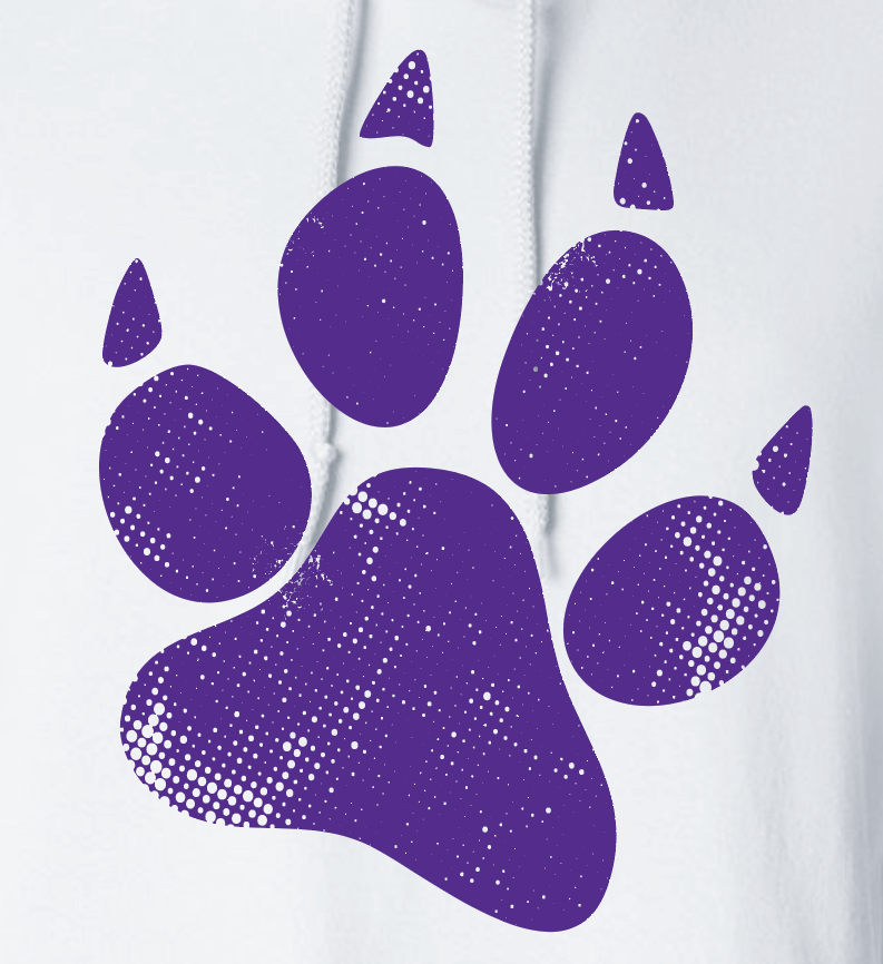 Alcott "Distressed Paw" Design Hooded Sweatshirt (white)