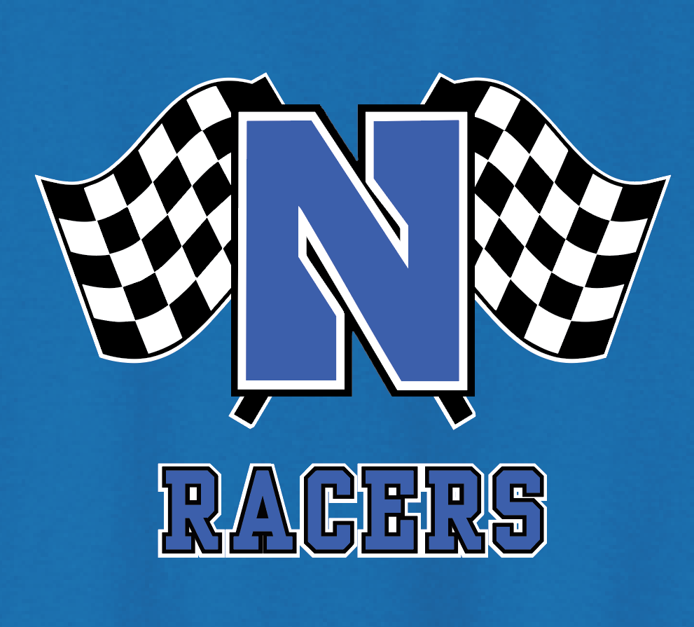 Newcastle Middle School "Racer Flags" Moisture Wicking S/S T-shirt (royal)
