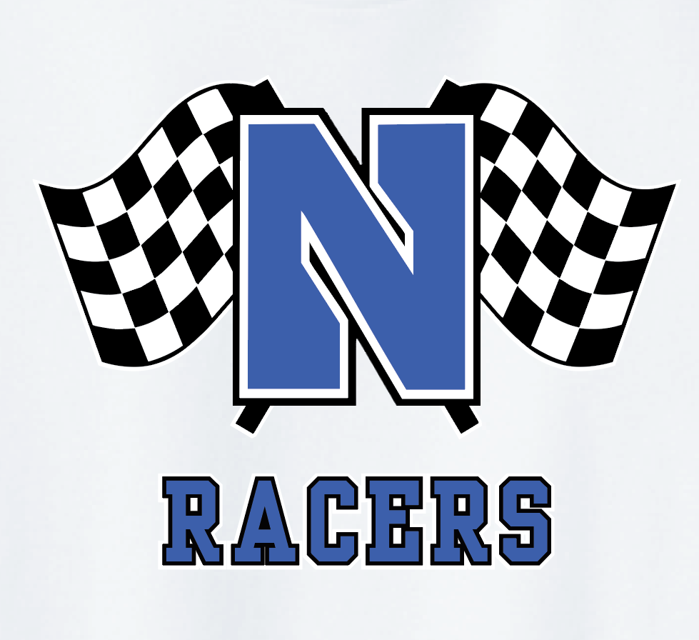 Newcastle Middle School "Racer Flags" Gildan Crewneck Sweatshirt (white)