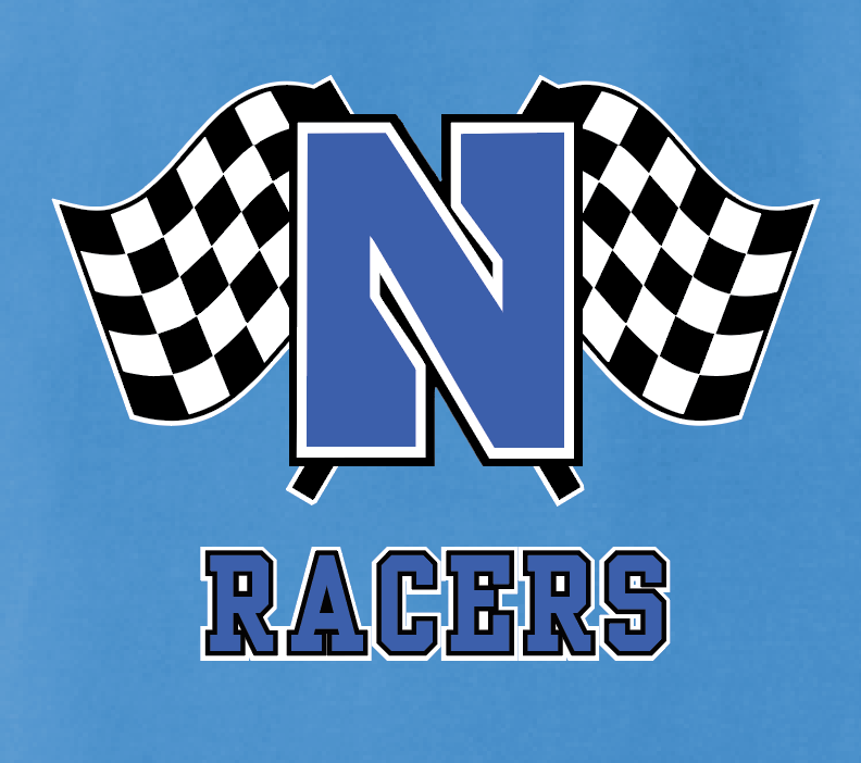Newcastle Middle School "Racer Flags" Comfort Colors Crewneck Sweatshirt (flo blue)