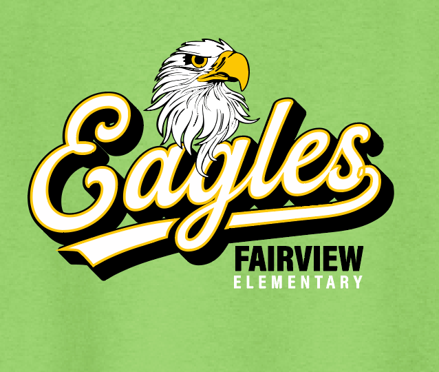 Fairview "Eagles Script" Design Gildan S/S T-shirt (lime)