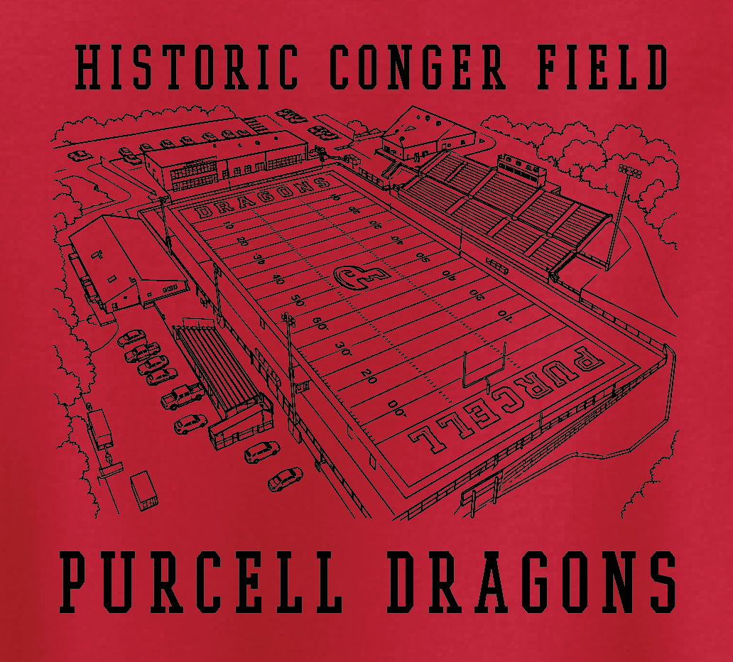 Purcell Band "Line Drawing Field" Design Gildan Crewneck Sweatshirt (red)