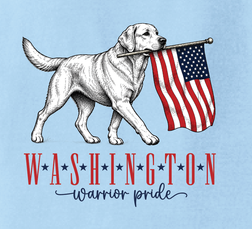 Washington High "Flag Pooch" Design Comfort Colors S/S T-shirt (hydrangea)