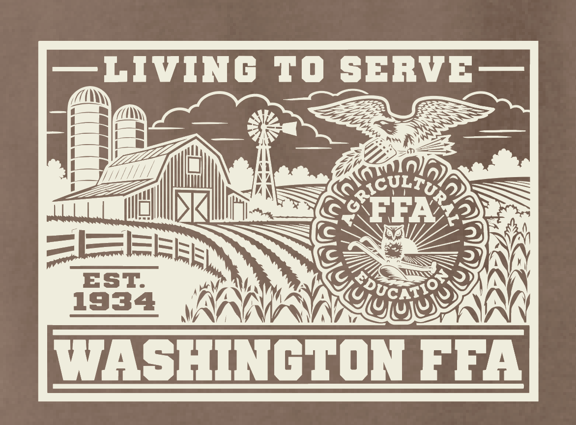 Washington FFA "Living to Serve" Design Comfort Colors L/S T-shirt (brown)