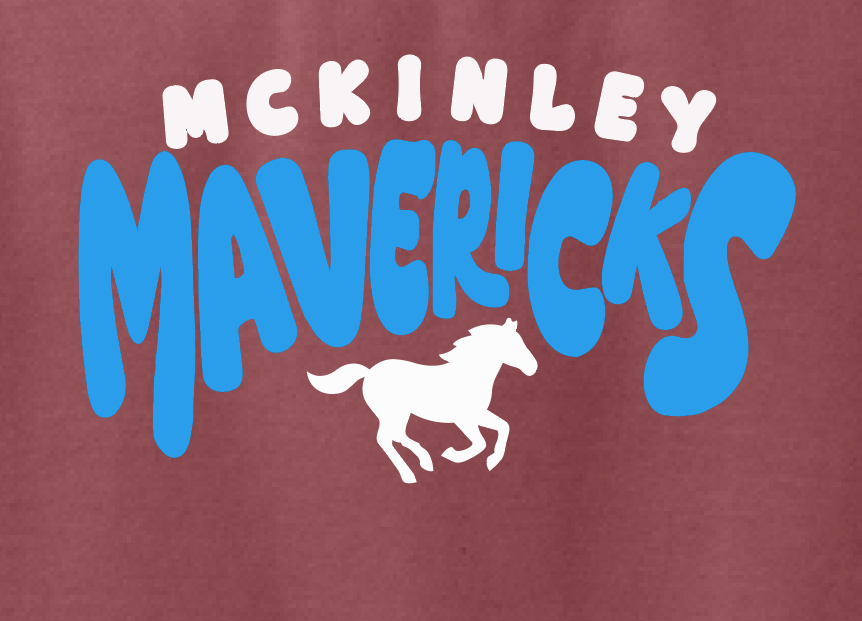 McKinley "All School" Design Comfort Colors Crewneck Sweatshirt (crimson~wh/bb)