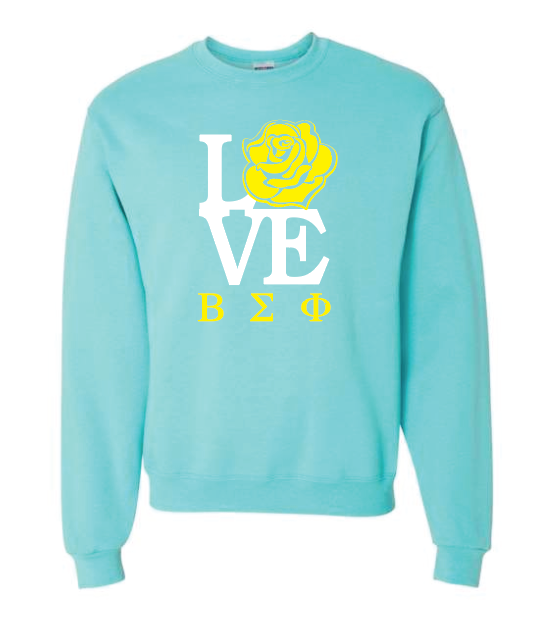 Beta Sigma Phi "Love" Design Crewneck Sweatshirt