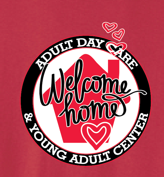 Welcome Home Adult Day Care Crewneck Sweatshirt (red)