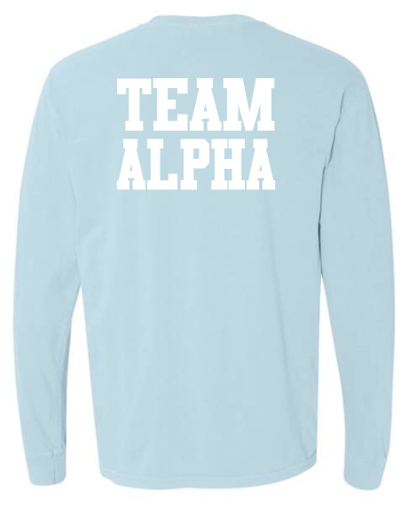 Alpha Gymnastics "Team Alpha" Design L/S T-shirt (blue)