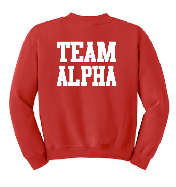 Alpha Gymnastics "Team Alpha" Design Crewneck Sweatshirt (red)